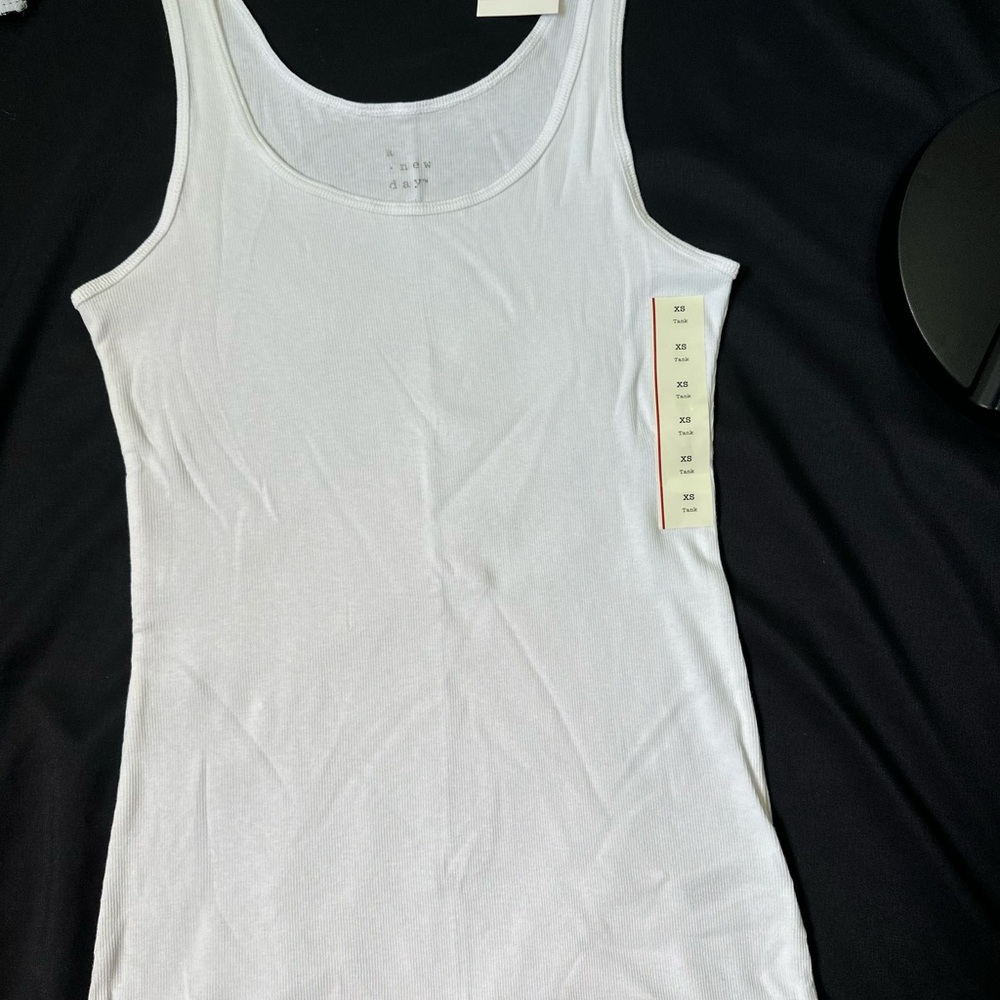 a new day White ribbed Tank Top
